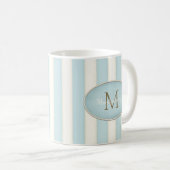Mug Bleu clair et blanc antique Grandes Bronze Monogra (Devant droit)