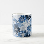 Mug Bleu clair, fleurs bleu foncé sur gris clair (Centre)