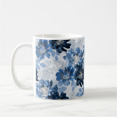 Mug Bleu clair, fleurs bleu foncé sur gris clair (Gauche)