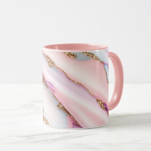 Mug Bleu clair rose Agneau Marbre Collection moderne (Devant droit)