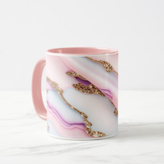 Mug Bleu clair rose Agneau Marbre Collection moderne (Devant gauche)
