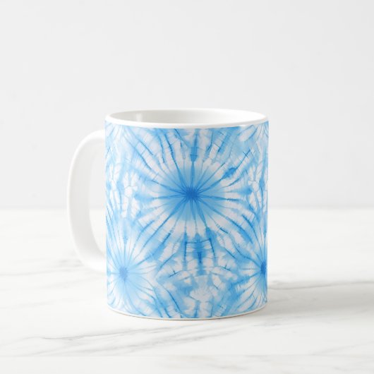 Mug Bleu Clair Tie Dye Blanc (Devant gauche)