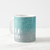 Mug Bleu clair Turquoise Parties scintillant brillante (Devant gauche)