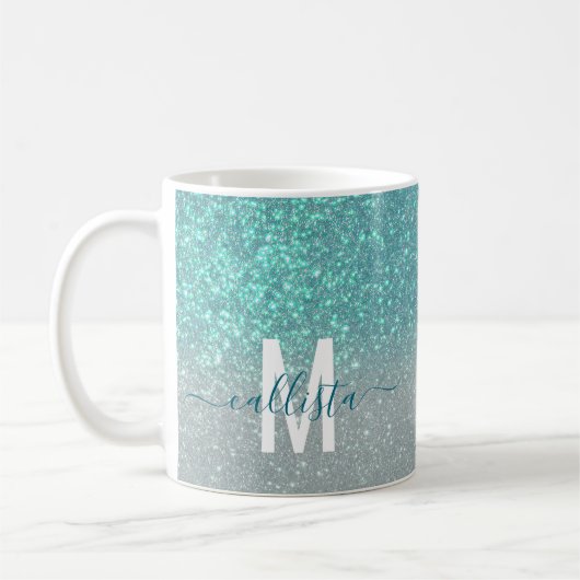 Mug Bleu clair Turquoise Parties scintillant brillante (Gauche)