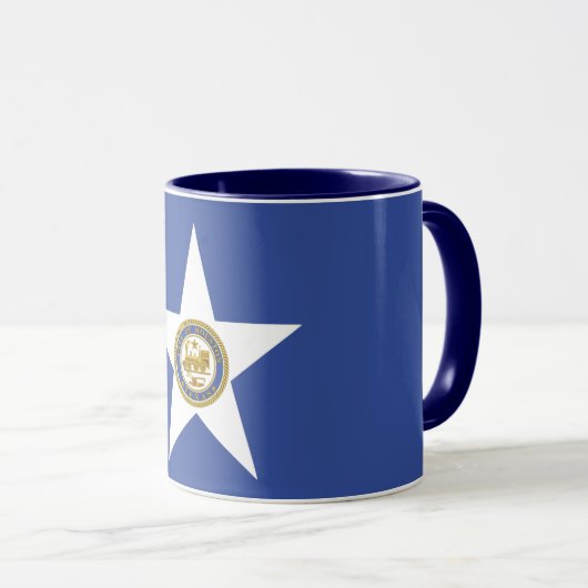 Mug bleu Combo avec drapeau de Houston (Devant droit)