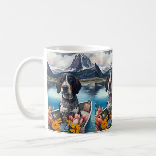 Mug Bleu Coonhound sur une pagaie : une aventure Pitto (Gauche)