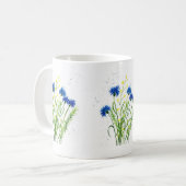 Mug Bleu cornflowers aquarelle fleurie joli Fleurs (Devant gauche)