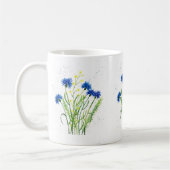 Mug Bleu cornflowers aquarelle fleurie joli Fleurs (Gauche)