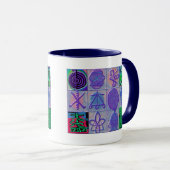 Mug Bleu curatif de Havenly des signes 12 de Reiki (Devant droit)