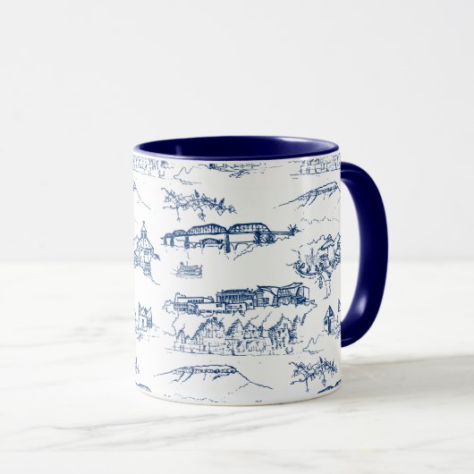Mug Bleu de Chattanooga Toile (Devant droit)