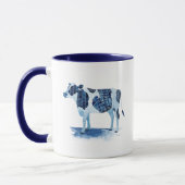 Mug Bleu de cobalt Animaux de ferme - Vache (Gauche)