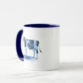 Mug Bleu de cobalt Animaux de ferme - Vache (Devant gauche)