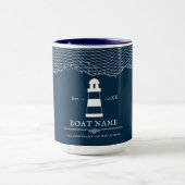 Mug Bleu de la marine Feu personnalisé Nom du bateau (Centre)