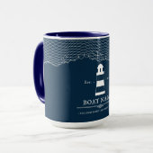 Mug Bleu de la marine Feu personnalisé Nom du bateau (Devant gauche)