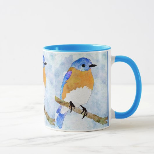 Mug Bleu de l'Est - mâle - muqueuse à l'aquarelle (Droite)