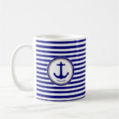 Mug Bleu de marine nautique avec Ancre (Gauche)