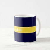 Mug Bleu de marine solide, ananas Nom du ruban Monogra (Devant droit)