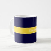 Mug Bleu de marine solide, ananas Nom du ruban Monogra (Devant gauche)
