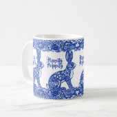 Mug Bleu de Pâques Lapin Lapin Chinoiserie Jolie (Devant gauche)