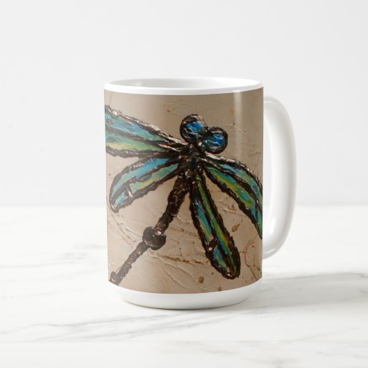 Mug Bleu de plage et vert libellule Flit (Devant droit)