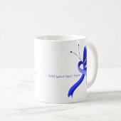 Mug Bleu de sensibilisation Ruban Papier-papillon de c (Devant droit)