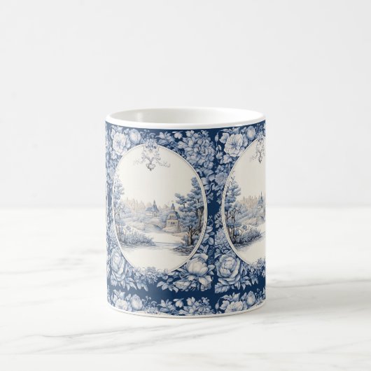 Mug Bleu de toile à fleurs (Centre)