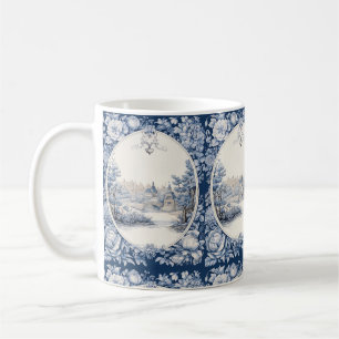 Mug Bleu de toile à fleurs