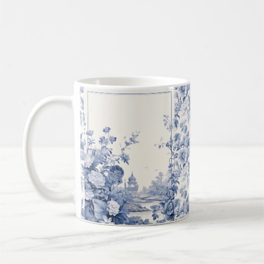 Mug Bleu de toile à fleurs (Gauche)