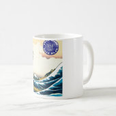 Mug Bleu de vote - suivez la vague bleue (Devant droit)