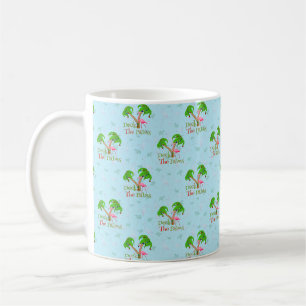 Mug Bleu Deck Les Palms Tropical Christmas Père Noël F