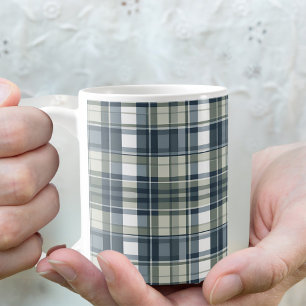Mug Bleu Denim Sage Vert Blanc Carreaux