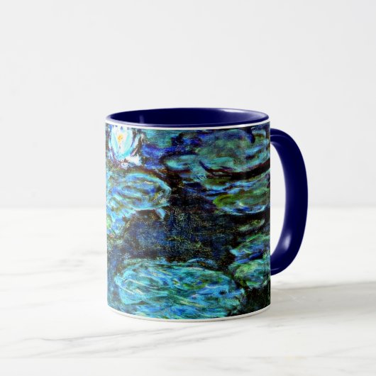 Mug Bleu des nénes d'eau par Monet (Devant droit)