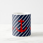 Mug Bleu diagonale de marine marine Ancre rouge (Centre)