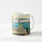 Mug bleu d'impala de Chevy des années 1950 avec des (Devant droit)