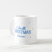 Mug Bleu drôle Je sens Noël (Devant gauche)