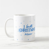 Mug Bleu drôle Je sens Noël (Gauche)