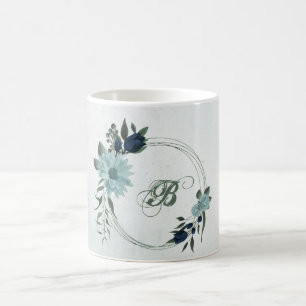 Mug Bleu Dusty fleurs botaniques