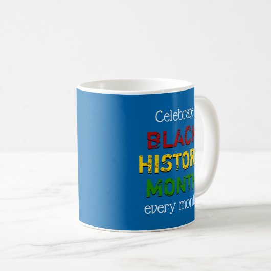 Mug Bleu | Écriture chrétienne | MOIS D'HISTOIRE NOIRE (Devant droit)