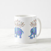 Mug bleu éléphant coloré (Devant droit)