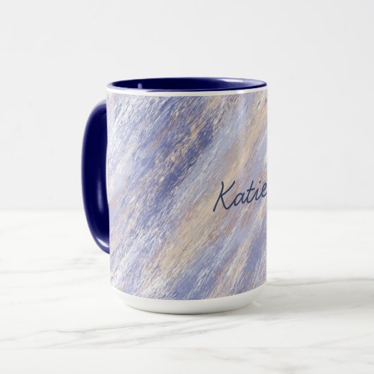 Mug Bleu et beige Abstrait et embrouillé (Devant gauche)
