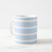 Mug Bleu et beige cinq rayures motif (Devant gauche)