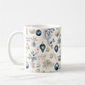 Mug Bleu et beige Noël Ornements Motif (Gauche)