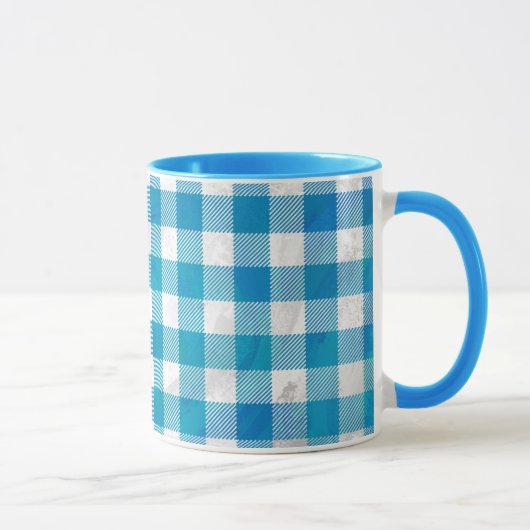 Mug Bleu et blanc À damiers Buffalo Plaid (Droite)