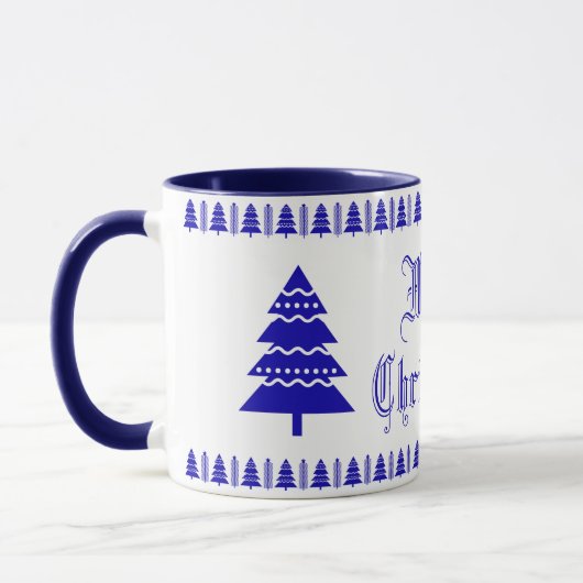 Mug Bleu et blanc Arbre de Noël moderne Arbre étoile M (Gauche)