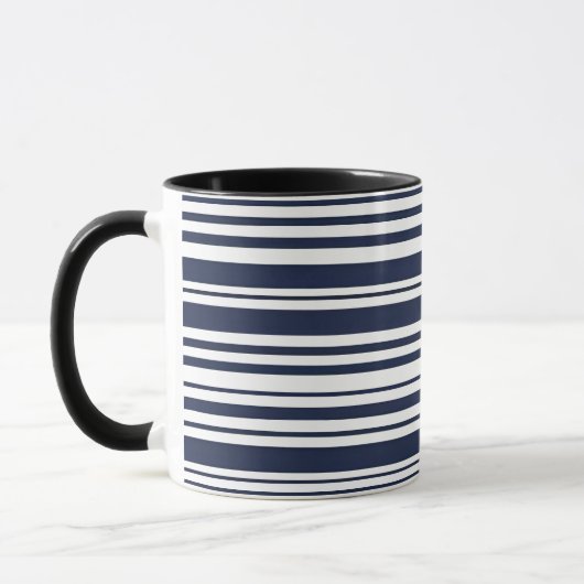 Mug Bleu et blanc de la marine classique (Gauche)