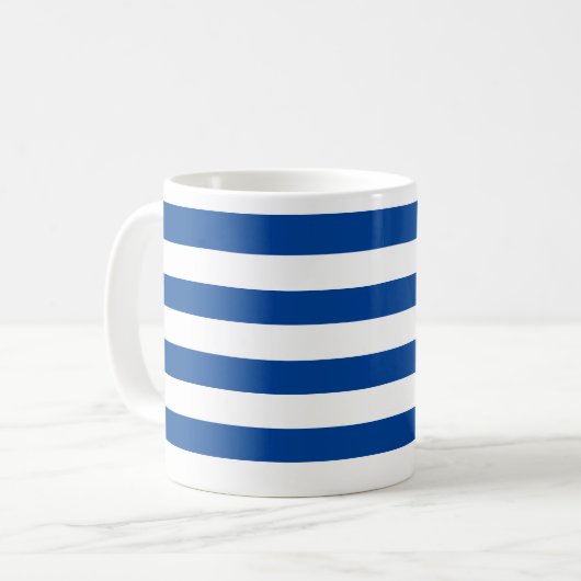 Mug Bleu et blanc de marine épais classique Horizontal (Devant gauche)