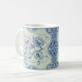 Mug Bleu et blanc Floral Victorian Majolica Antique (Devant gauche)