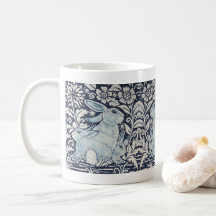 Mug Bleu et blanc Lapin Famille Flore Scroll Bunny