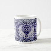 Mug Bleu et blanc Lapin Fraise Jardin Lapin Floral (Devant droit)