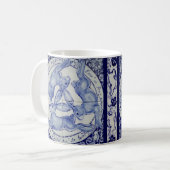 Mug Bleu et blanc lapin Trois lièvres Médaillon Oiseau (Devant gauche)